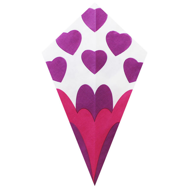 Purple Hearts & Abstract Design - Paper Cone