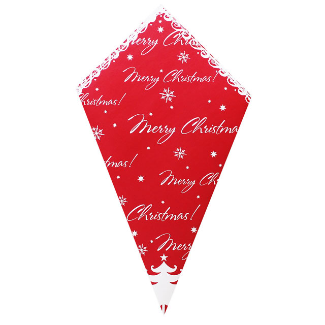 Merry Christmas On Red - Paper Cone