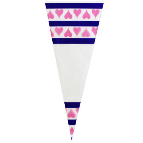 Purple Stripes & Pink Hearts - Plastic Cone
