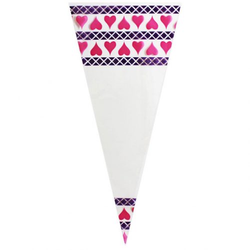 Purple Pattern & Pink Hearts – Plastic Cone