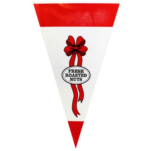 Red With Ribbon & "Fresh Roasted Nuts" - Plastic Cone